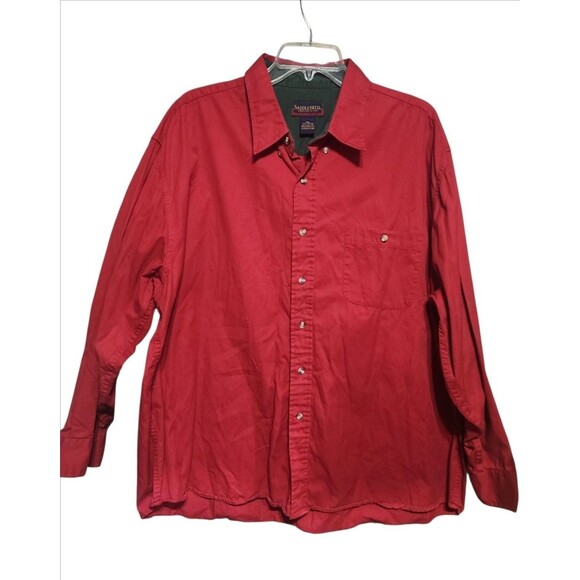 Saddlebred Men’s 2XL Red Green Button-Down Long Sleeve Cotton Casual Shirt - Picture 1 of 6
